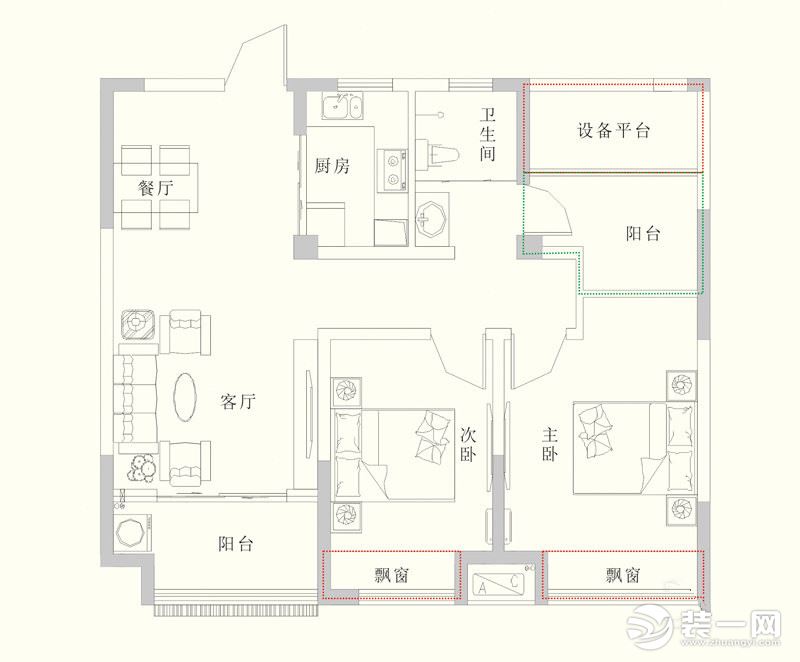大富新领地三居室户型