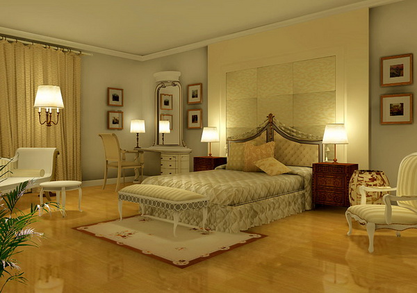 简欧卧室双人床效果图