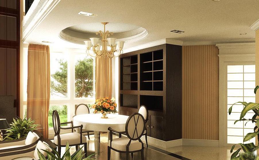 2025个性餐厅圆形吊顶效果图