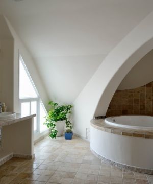 家庭浴室圆形浴缸装修效果图