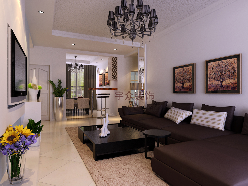 长方形客厅转角沙发装修图片