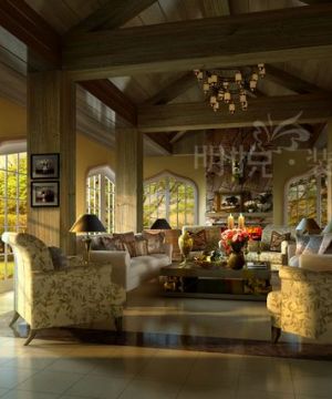 家庭休闲区美式田园沙发设计效果图欣赏