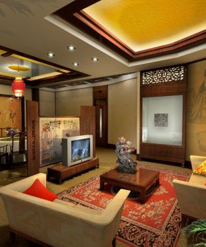 中式风格设计客厅装修样板间图片