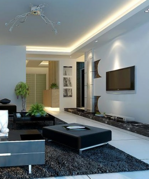 黑白风格房屋客厅装修效果图
