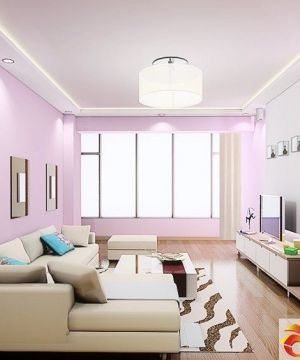 家装客厅粉色墙面装修效果图