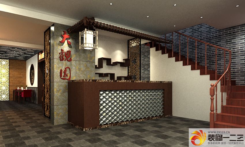 中式饭店收银台装修图片