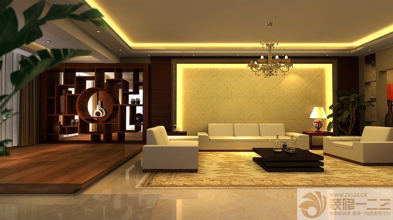 现代中式风格家庭客厅装修效果图 