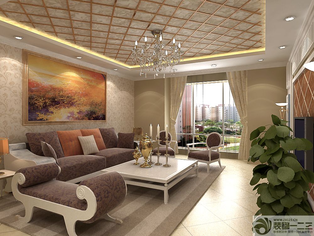 简欧客厅吊顶设计图 