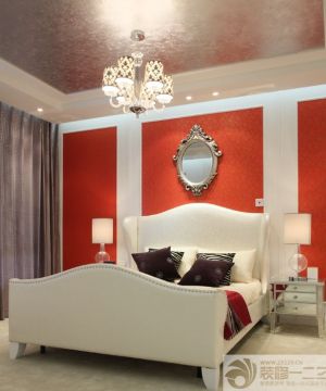 新房卧室红色墙面设计图 
