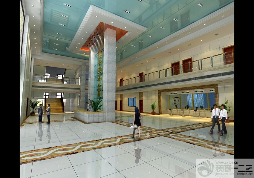 办公楼大厅玻璃吊顶装修图片