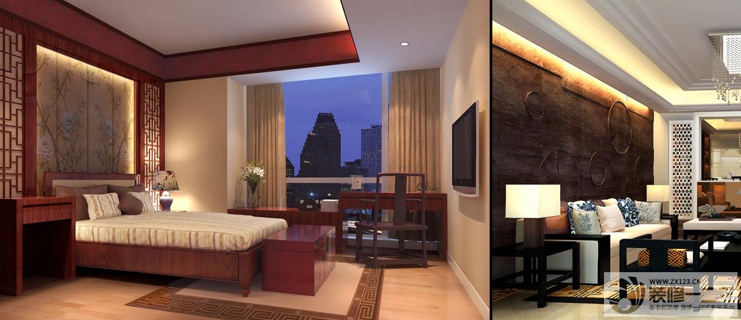 中式实木家具摆放效果图