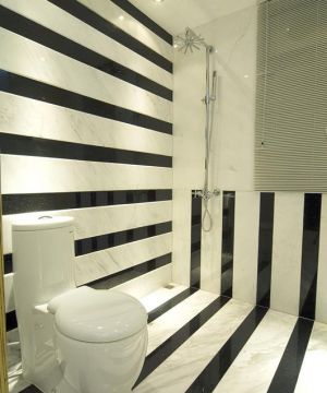 卫生间浴室黑白相间地砖装修效果图