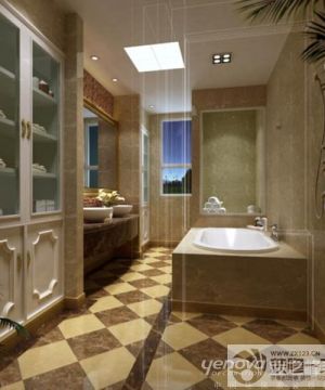 家庭浴室拼花地砖效果图