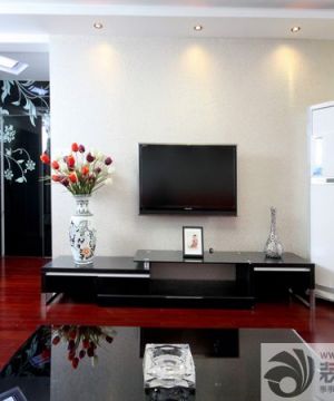 现代客厅白色电视墙图片