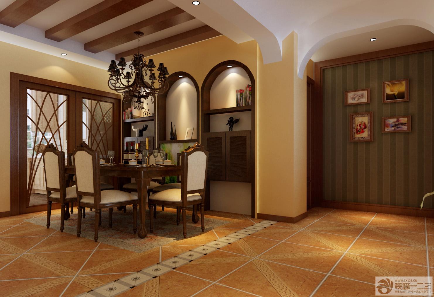 餐厅拼花地砖装修设计图