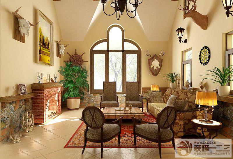 家装客厅扶手椅摆放效果图