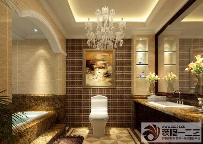 家庭卫生间马赛克背景墙装修实景图