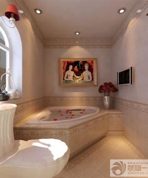  家庭浴室大理石包裹浴缸装修效果图