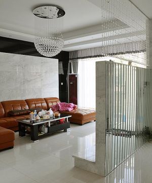 现代客厅棕色沙发设计图片