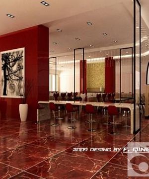 酒店餐厅红色地砖设计图片