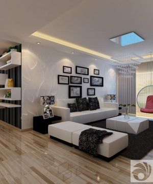 家装客厅白色沙发设计效果图