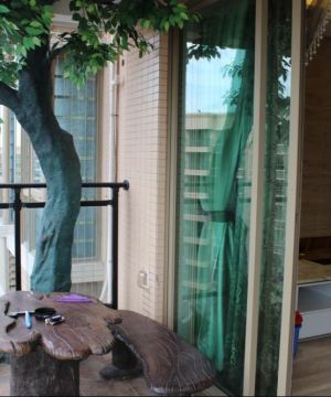 小阳台根雕茶桌设计图片欣赏