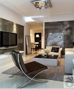 长方形客厅瓷砖电视背景墙设计图片
