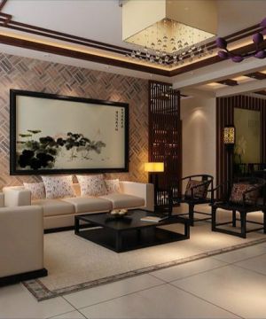 中式沙发背景墙装饰画图片欣赏