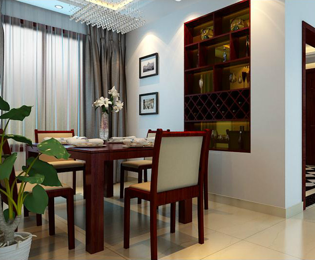 简中式餐厅酒柜装修效果图片