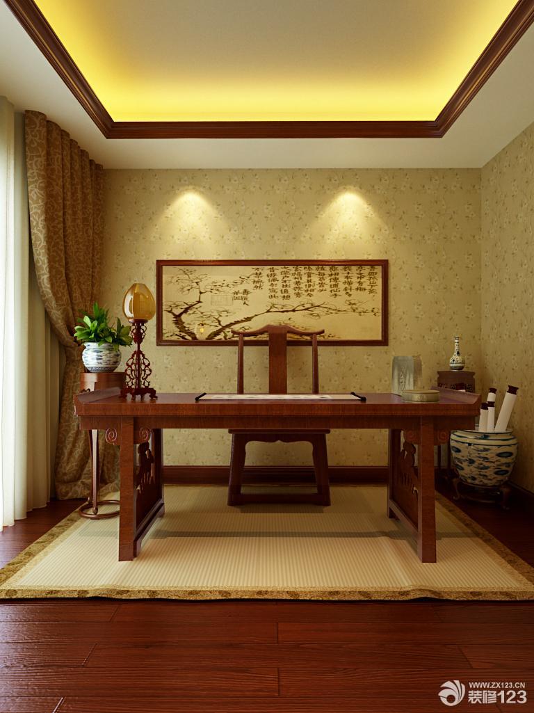 中式书房古典书桌装修效果图片大全