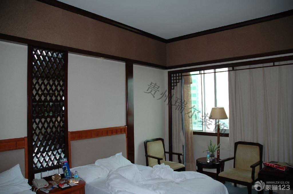 2023中式酒店床头背景墙装修效果图