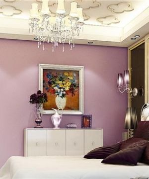 现代欧式风格主卧室粉色墙面效果图欣赏