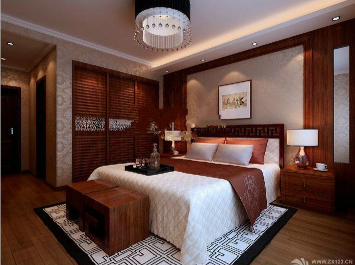 2025最新中式主卧室双人床效果图
