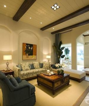 地中海风格设计客厅沙发布艺装饰装修效果图欣赏