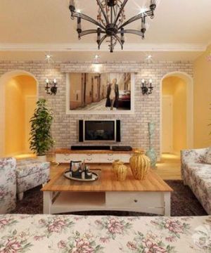 欧式装饰客厅影视墙装修图片欣赏