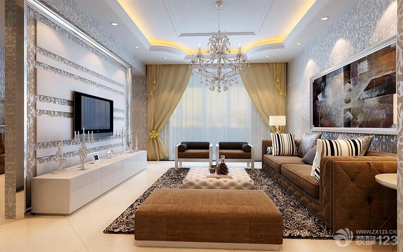 简欧三室两厅客厅墙画效果图片大全