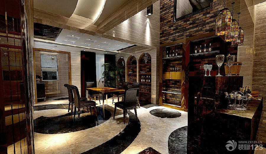 2025欧式新古典风格联排别墅餐厅吊顶效果图