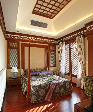 最新东南亚风格错层卧室床头背景设计图片大全