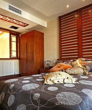 2023东南亚风格卧室床头木质背景墙效果图