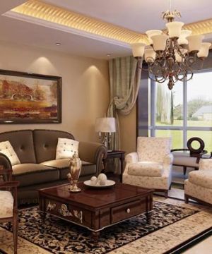 美式客厅装修设计装修效果图大全2025图片