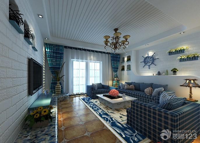 2025最新地中海式装修风格客厅装修设计效果图