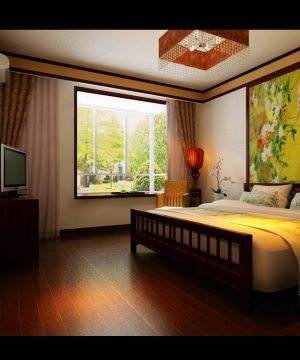 2025新中式卧室床头背景墙装修设计效果图