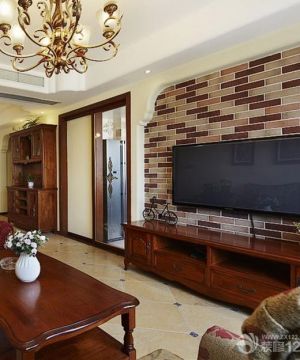 美式风格家装客厅液晶电视背景墙装修效果图片