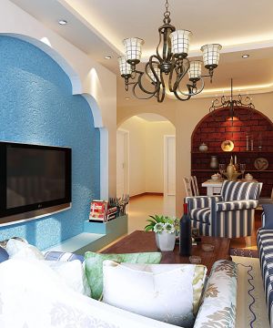 地中海风格家装客厅液晶电视背景墙装修效果图