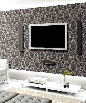 最新黑白简约客厅液晶电视背景墙装修效果图欣赏