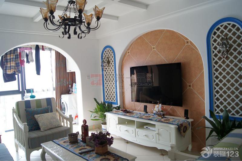 2025地中海式装修风格客厅装修设计电视背景墙图片