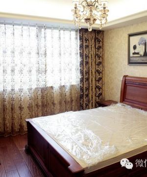 现代美式复式楼主卧室床头背景墙装修效果图片大全