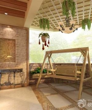 美式风格别墅阳台千秋沙发装修效果图欣赏