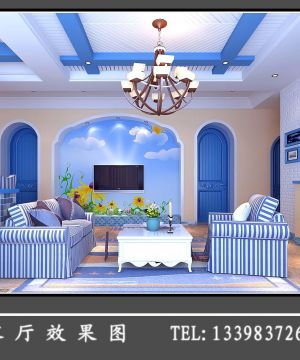 地中海风格装饰2025家装客厅效果图欣赏 