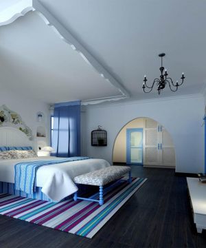 地中海式装修风格70平米房屋两室一厅大卧室装修效果图